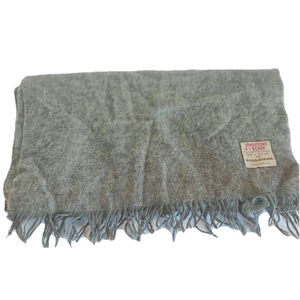 Johnstons of Elgin Vintage Cashmere Wool Scarf Gray Made in Scotland
